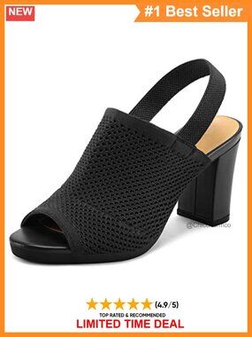 Knit Peep Toe Slingback Chunky Block Heel Sandals